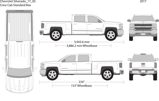 2017 Chevy Silverado 1500 Vector Wrap Template - GravBase