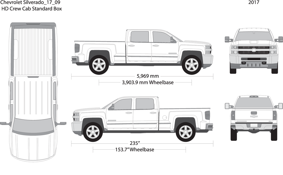 2017 Chevy Silverado 2500 3500 Hd V09 Vehicle Wrap Template
