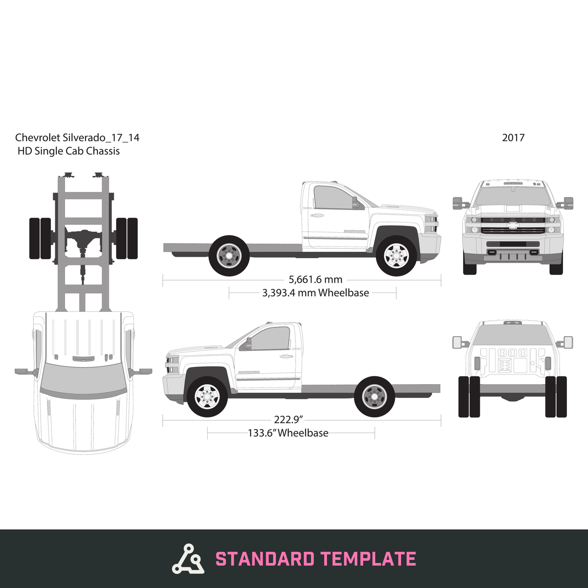 2017 Chevy Silverado 2500-3500 HD vector wrap template V14, Design-Ready PDF - GravBase