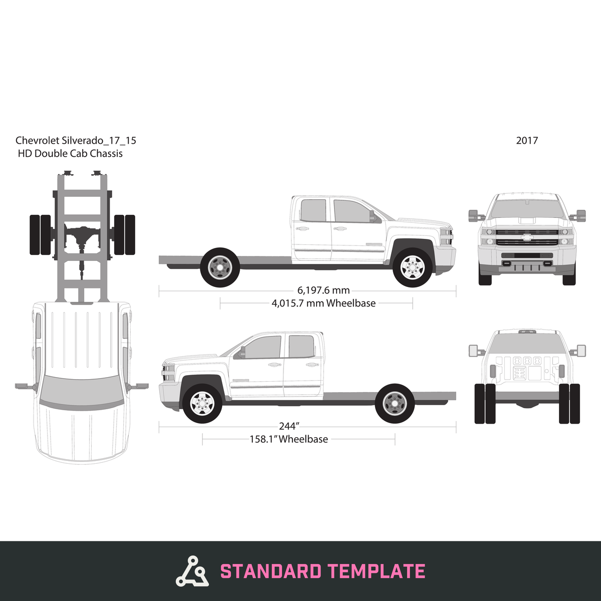 2017 Chevy Silverado 2500-3500 HD vector wrap template V15, Design-Ready PDF - GravBase