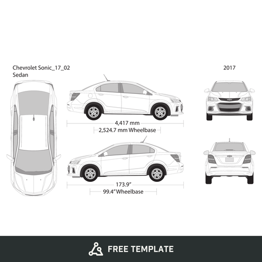 2017 Chevy Sonic free vector vehicle wrap template - GravBase