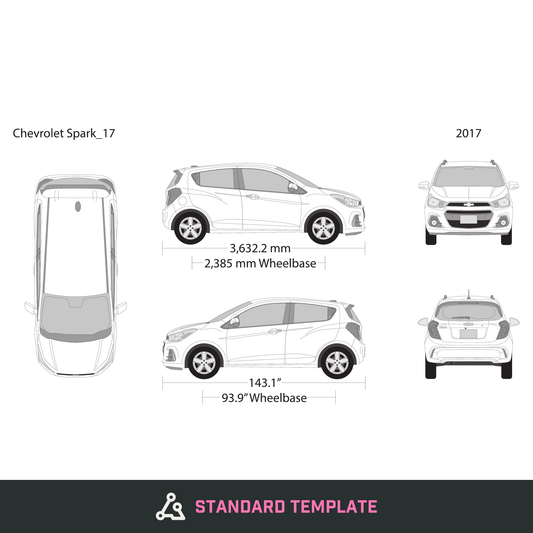 2017 Chevy Spark vector wrap template, Design-Ready PDF - GravBase