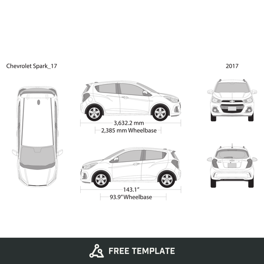 2017 Chevy Spark free vector vehicle wrap template - GravBase