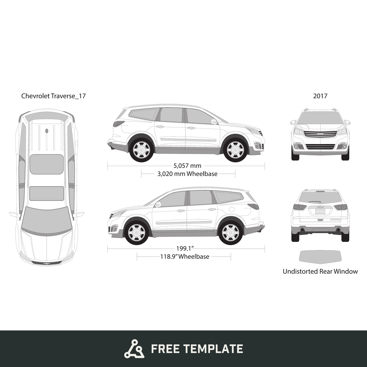 2017 Chevy Traverse free vector vehicle wrap template - GravBase