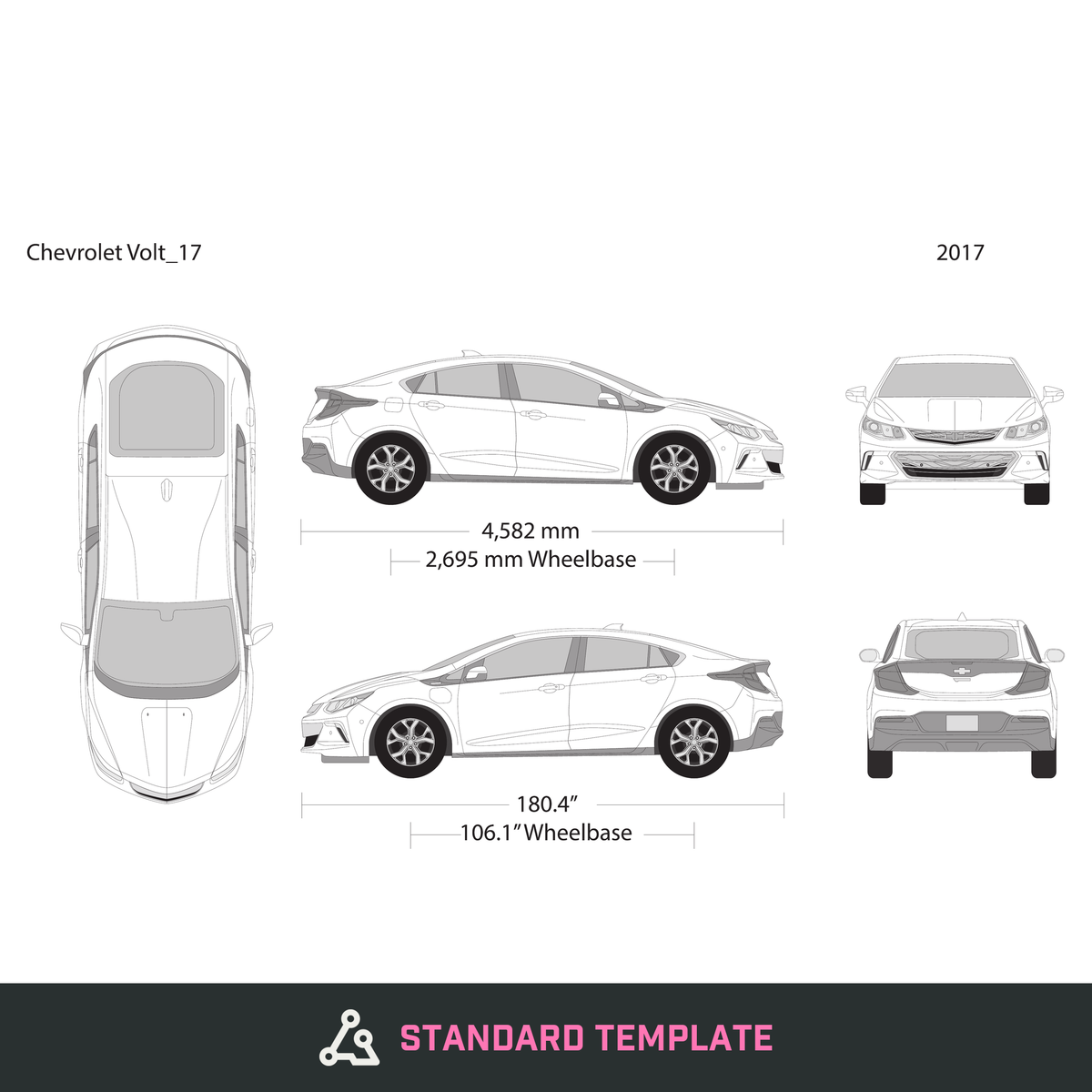 2017 Chevy Volt vector wrap template, Design-Ready PDF - GravBase
