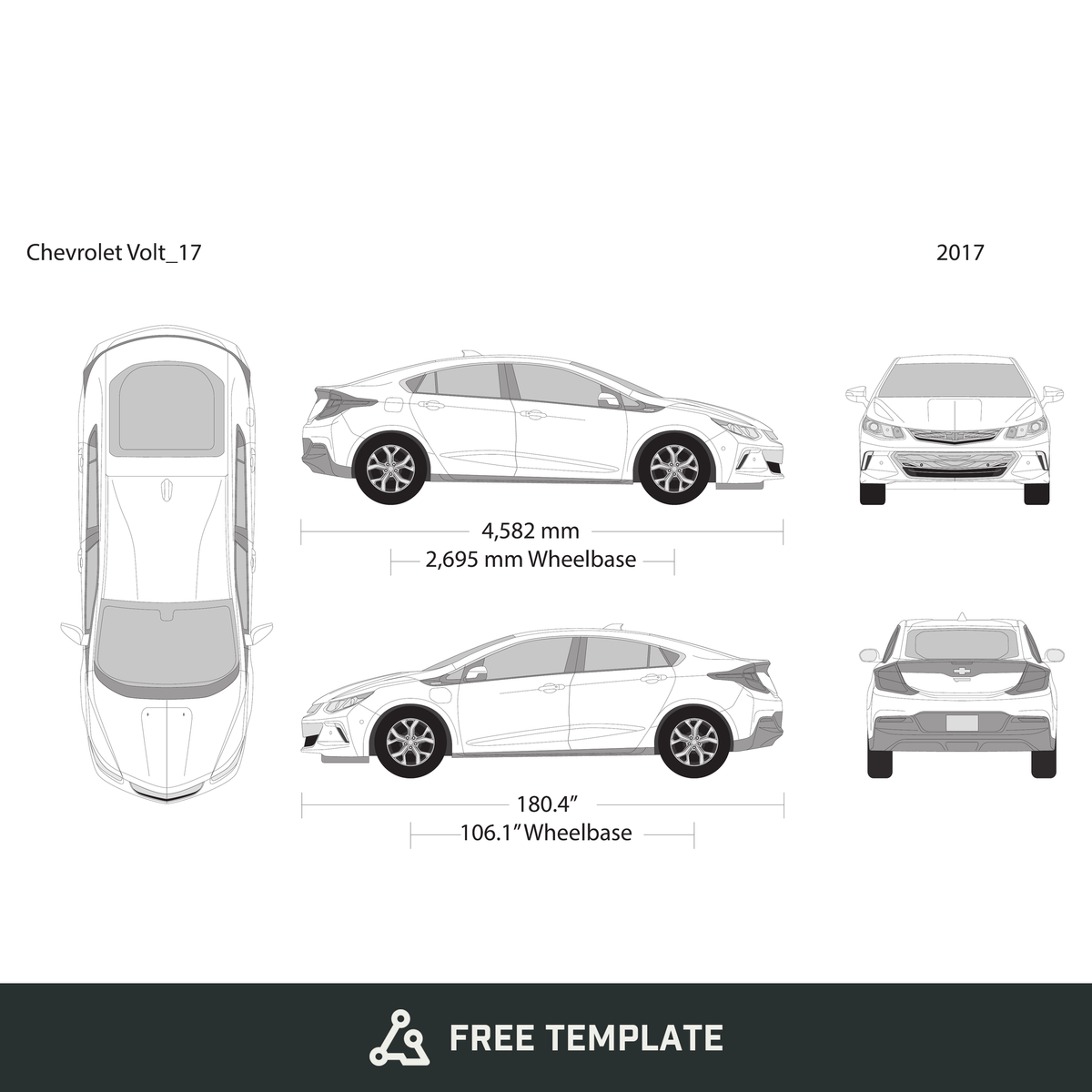 2017 Chevy Volt free vector vehicle wrap template - GravBase