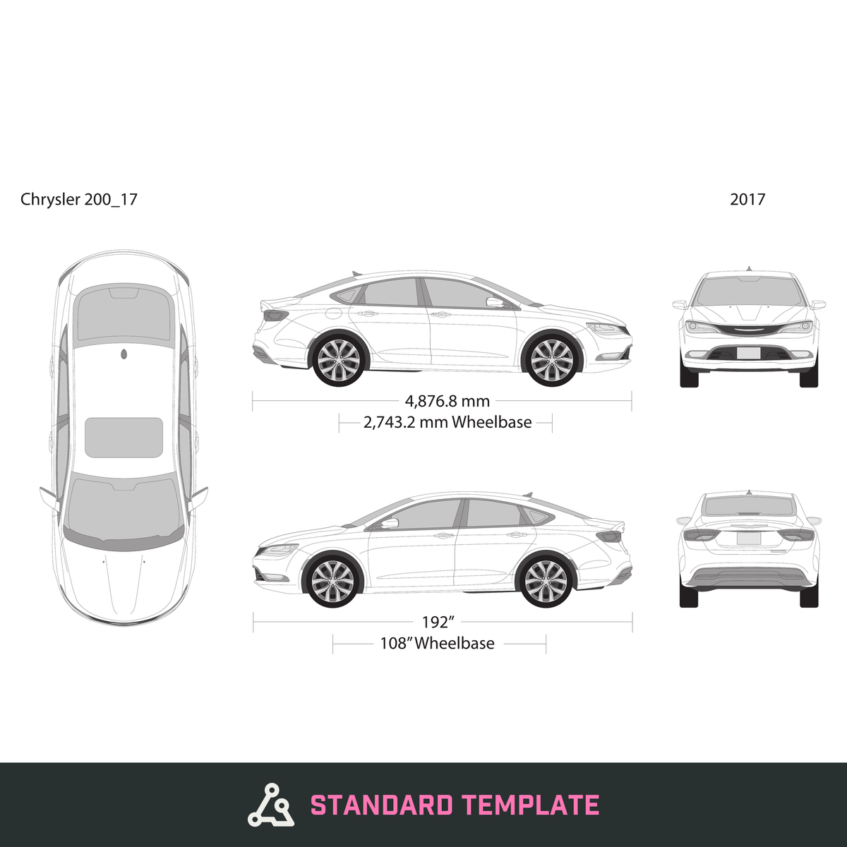 2017 Chrysler 200 vector wrap template, Design-Ready PDF - GravBase