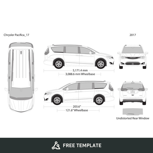 2017 Chrysler Pacifica free vector vehicle wrap template - GravBase