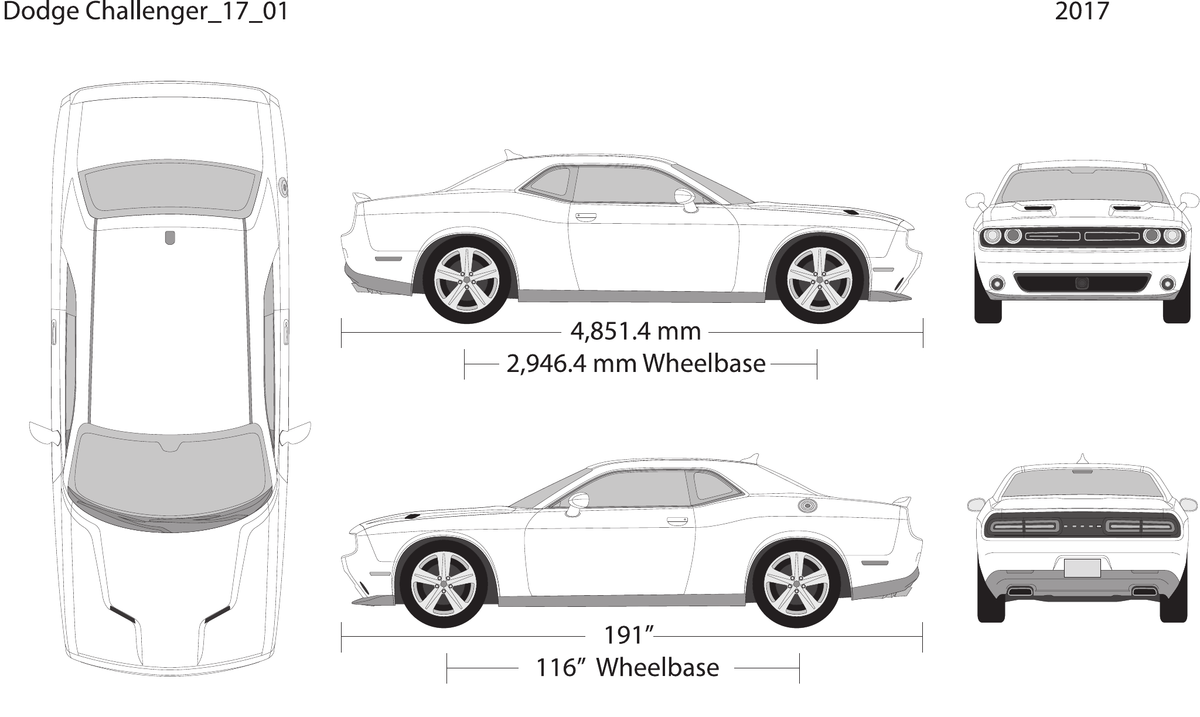 2017 Dodge Challenger vector wrap template, Design-Ready PDF - GravBase