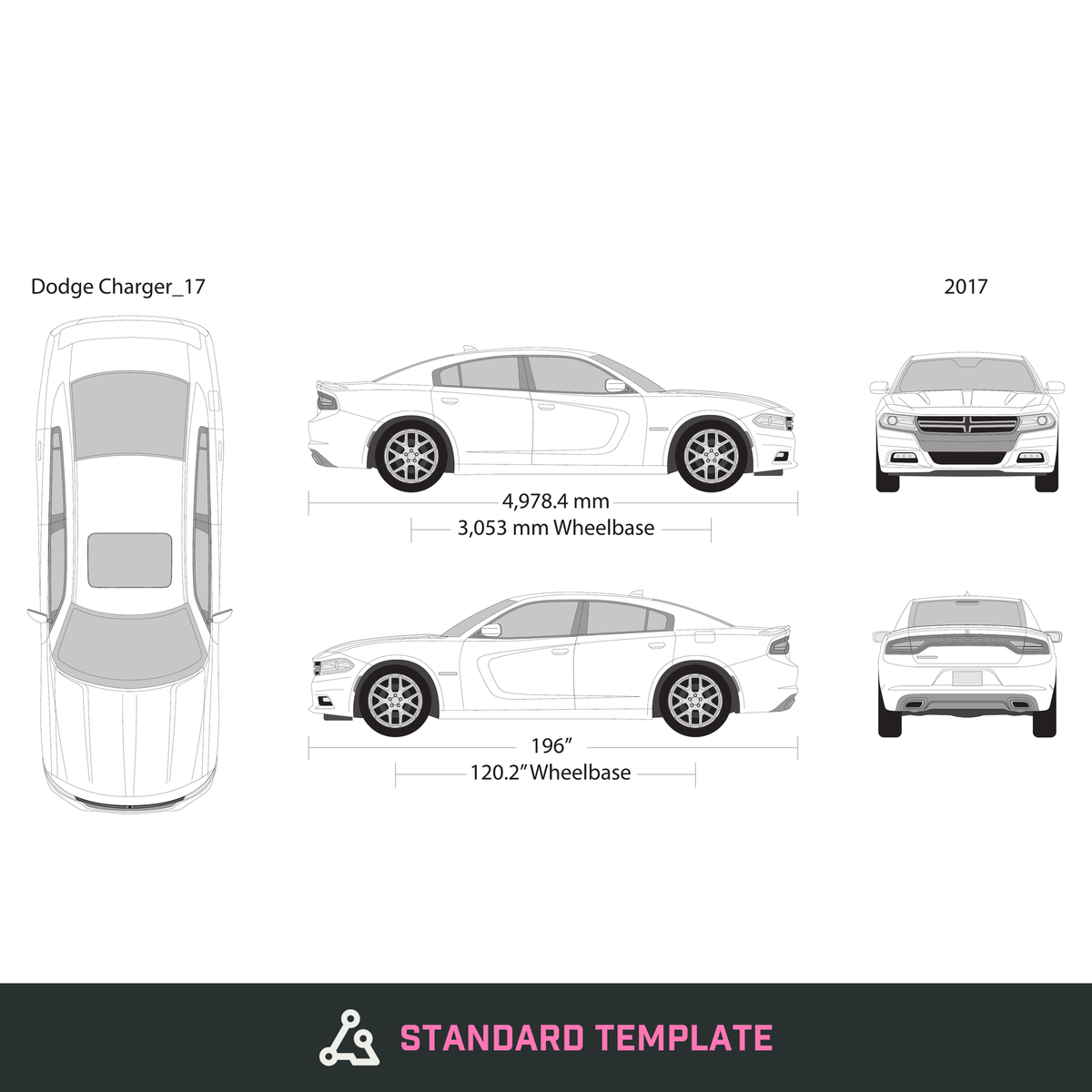 2017 Dodge Charger vector wrap template, Design-Ready PDF - GravBase