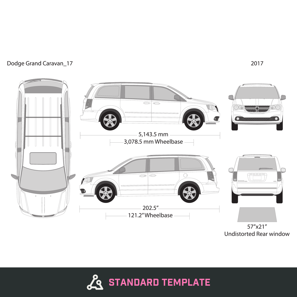 2017 Dodge Grand Caravan vector wrap template, Design-Ready PDF - GravBase
