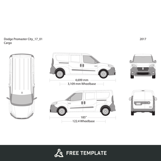 2017 Dodge Promaster City free vector vehicle wrap template - GravBase