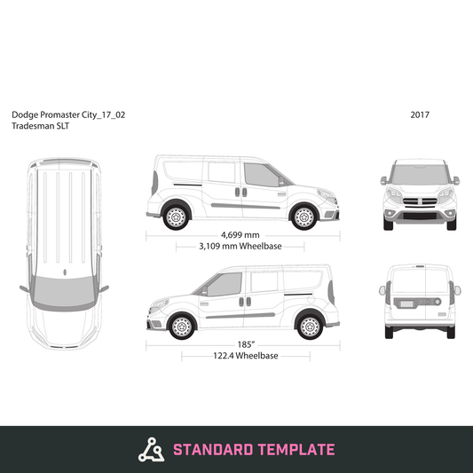 2017 Dodge Promaster City vector wrap template V02, Design-Ready PDF - GravBase
