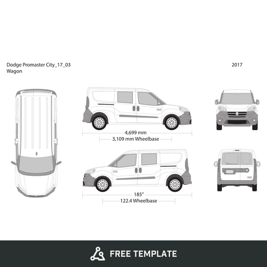 2017 Dodge Promaster City free vector vehicle wrap template - GravBase