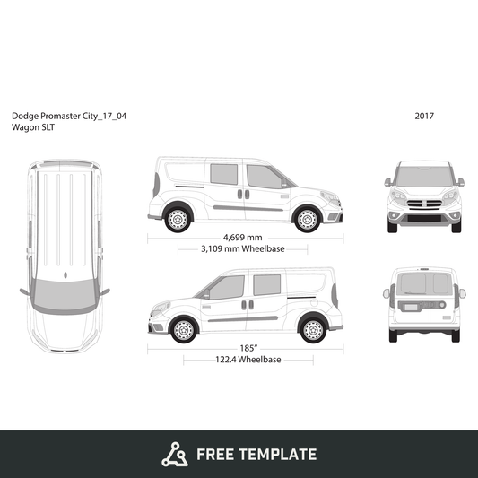 2017 Dodge Promaster City free vector vehicle wrap template - GravBase