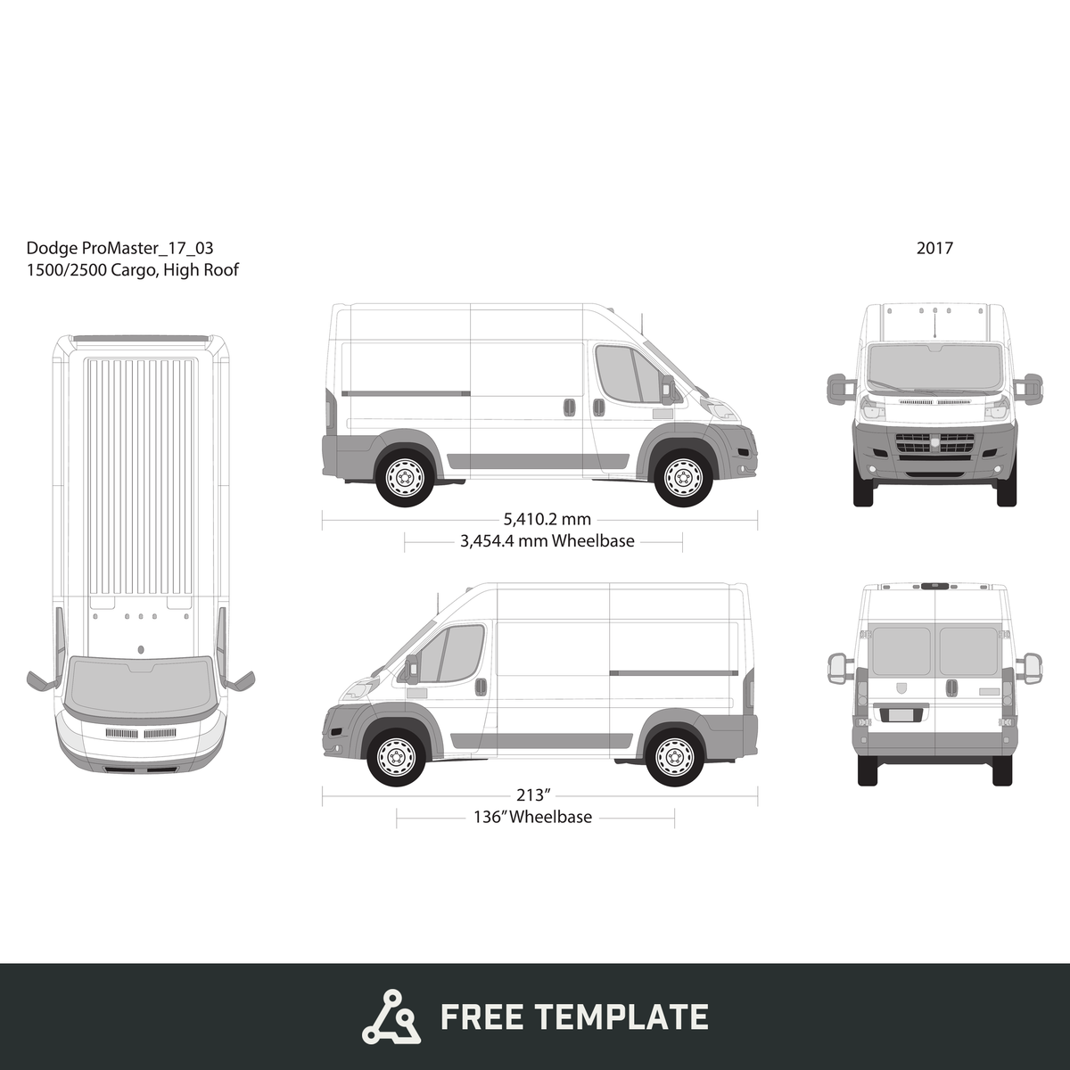 2017 Dodge Promaster free vector vehicle wrap template - GravBase