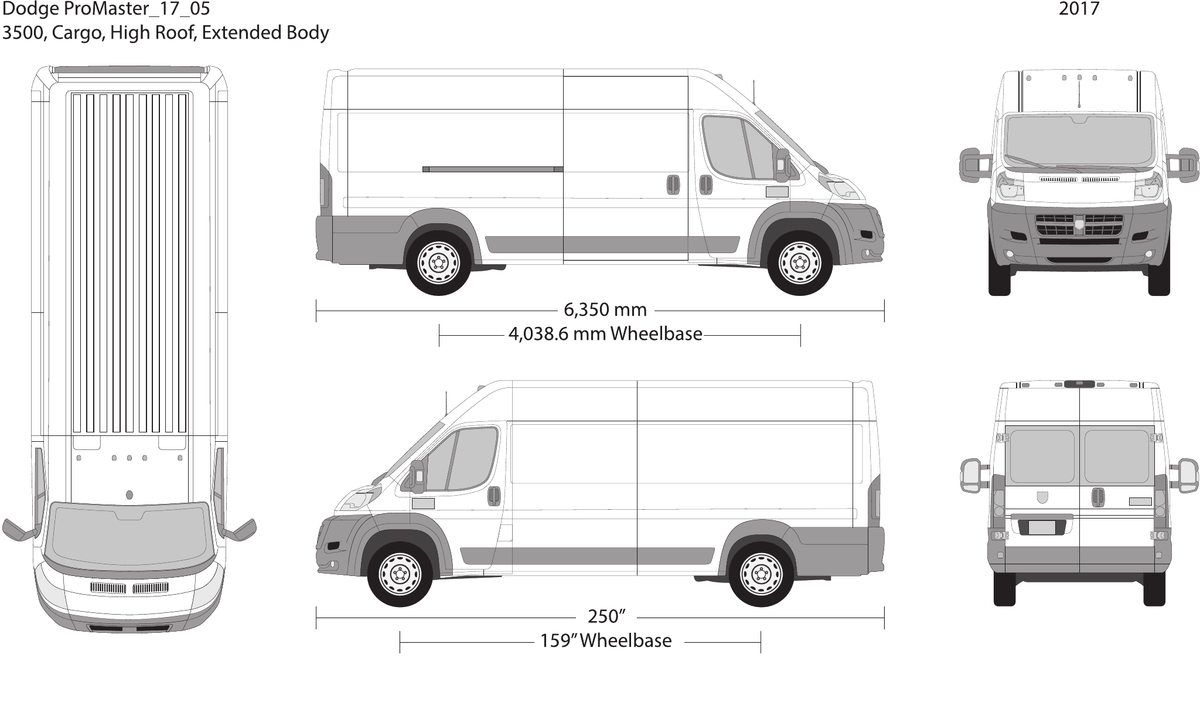 2017 Dodge Promaster vector wrap template V05, Design-Ready PDF - GravBase