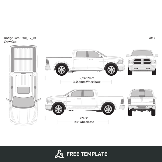 2017 Dodge Ram 1500 free vector vehicle wrap template - GravBase