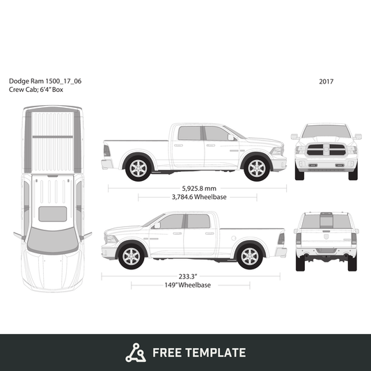2017 Dodge Ram 1500 free vector vehicle wrap template - GravBase