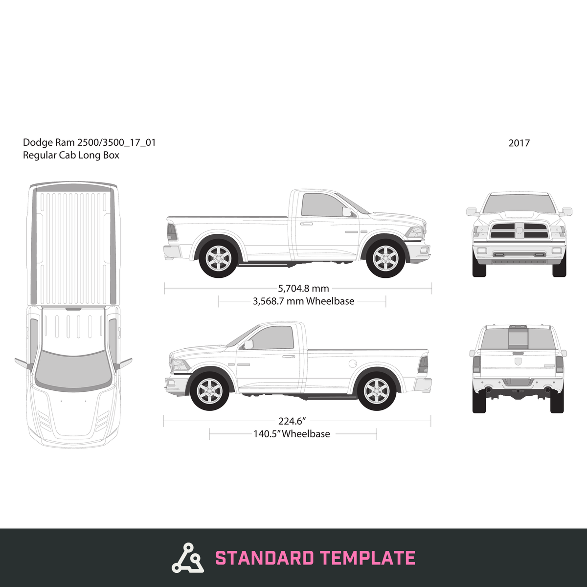 2017 Dodge Ram 2500_3500 vector wrap template V01, Design-Ready PDF - GravBase