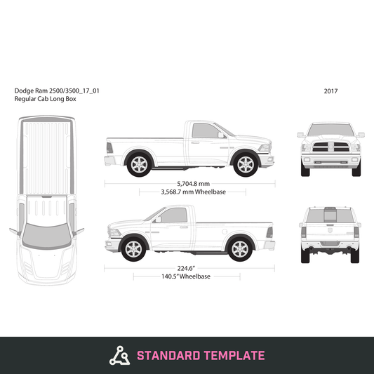2017 Dodge Ram 2500_3500 vector wrap template V01, Design-Ready PDF - GravBase