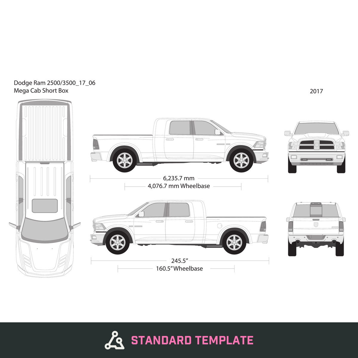 2017 Dodge Ram 2500_3500 vector wrap template V06, Design-Ready PDF - GravBase