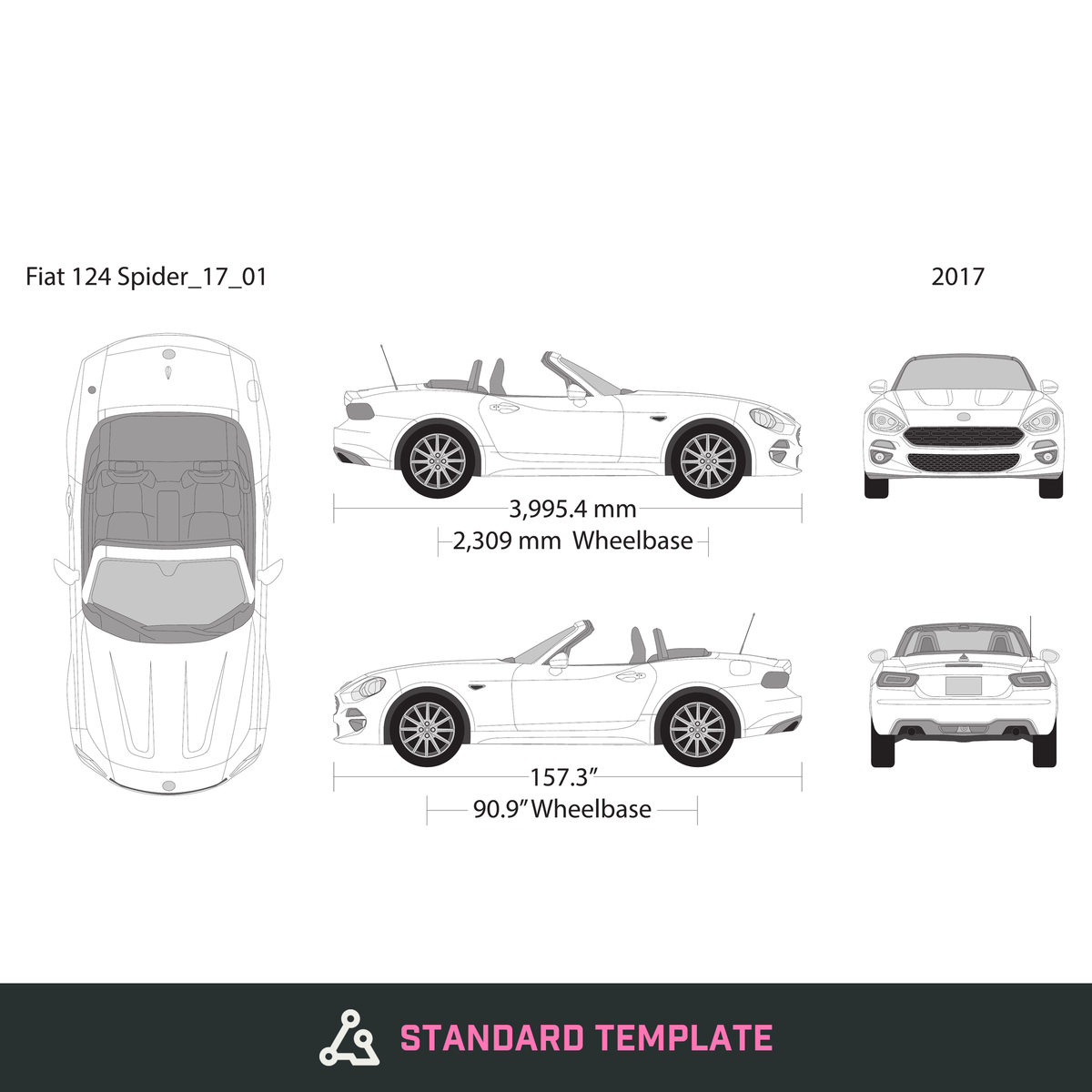 2017 Fiat 124 Spider vector wrap template, Design-Ready PDF - GravBase