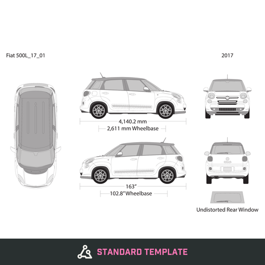2017 Fiat 500L vector wrap template, Design-Ready PDF - GravBase