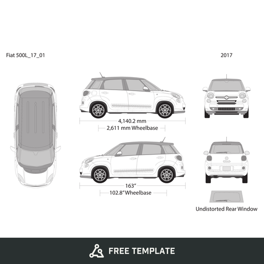 2017 Fiat 500L free vector vehicle wrap template - GravBase