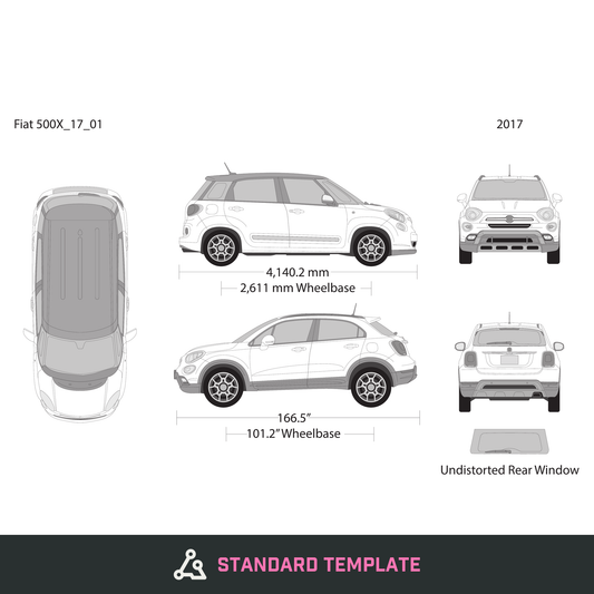 2017 Fiat 500X vector wrap template, Design-Ready PDF - GravBase