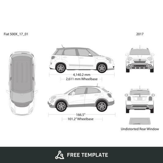 2017 Fiat 500X free vector vehicle wrap template - GravBase