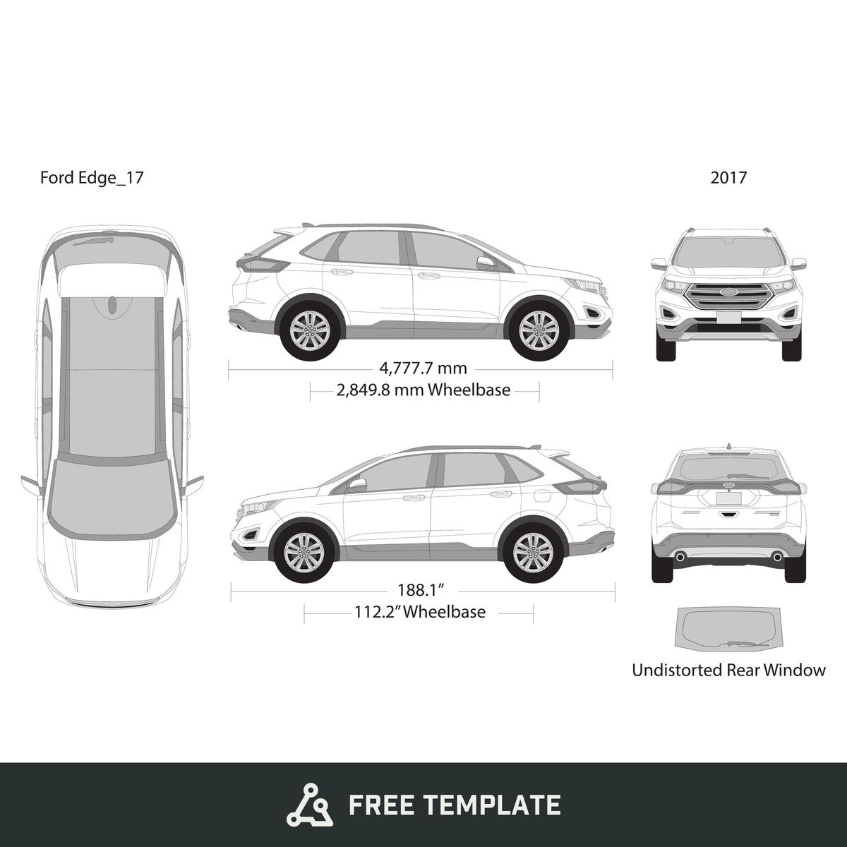 2017 Ford Edge free vector vehicle wrap template - GravBase