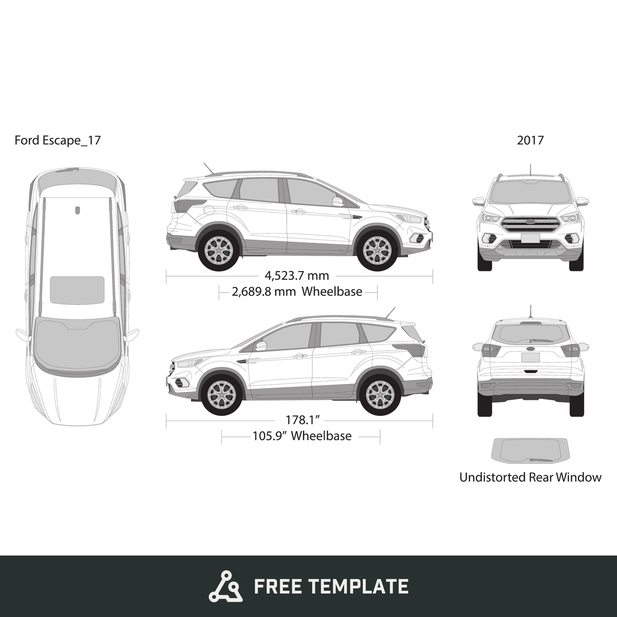 2017 Ford Escape free vector vehicle wrap template - GravBase