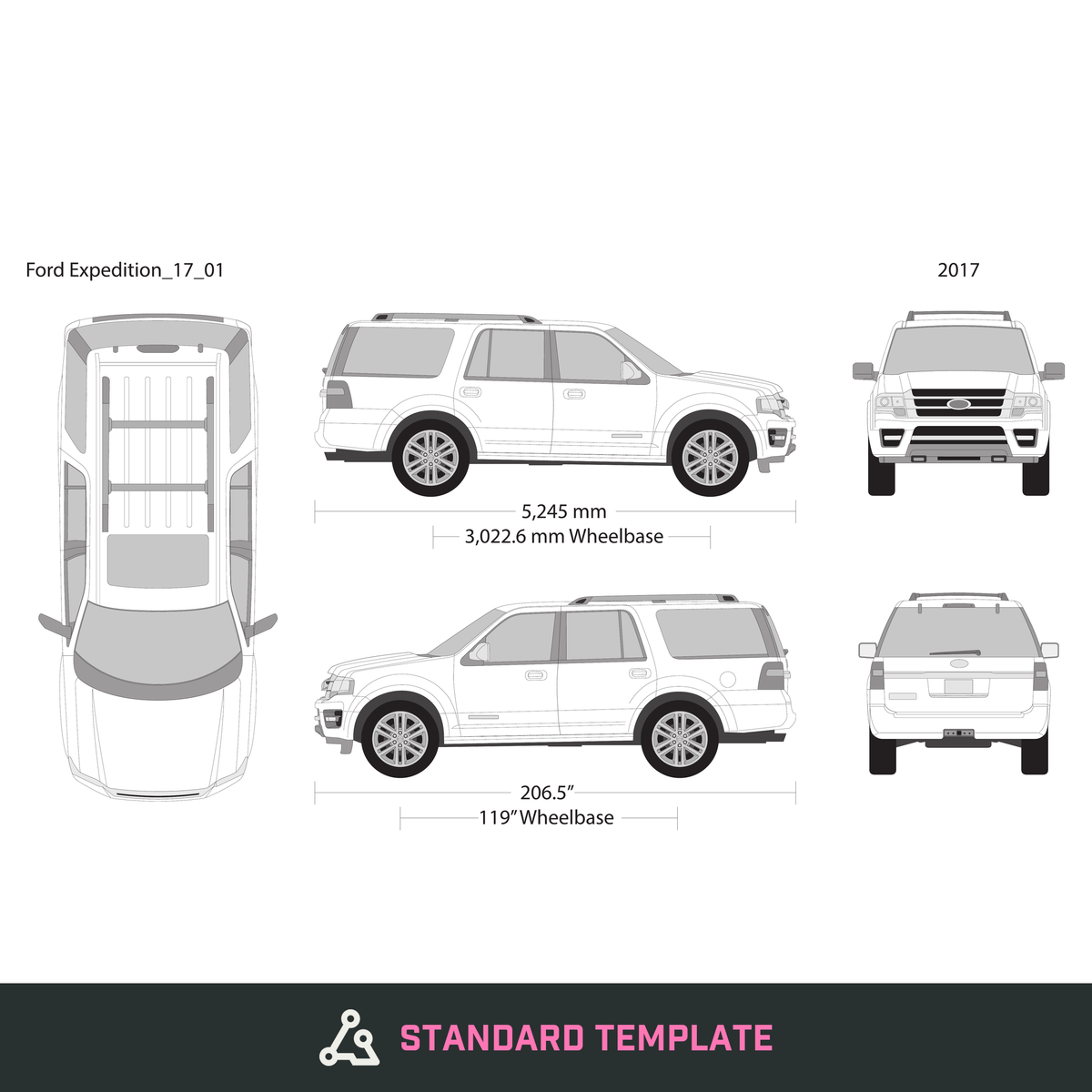 2017 Ford Expedition vector wrap template V01, Design-Ready PDF - GravBase