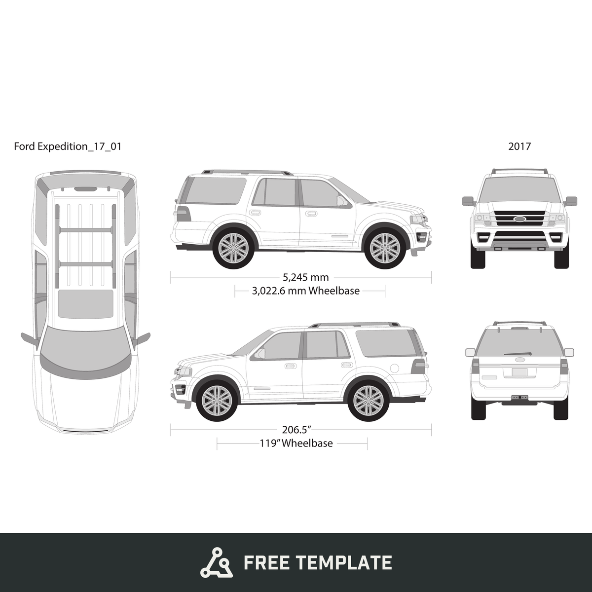 2017 Ford Expedition free vector vehicle wrap template - GravBase