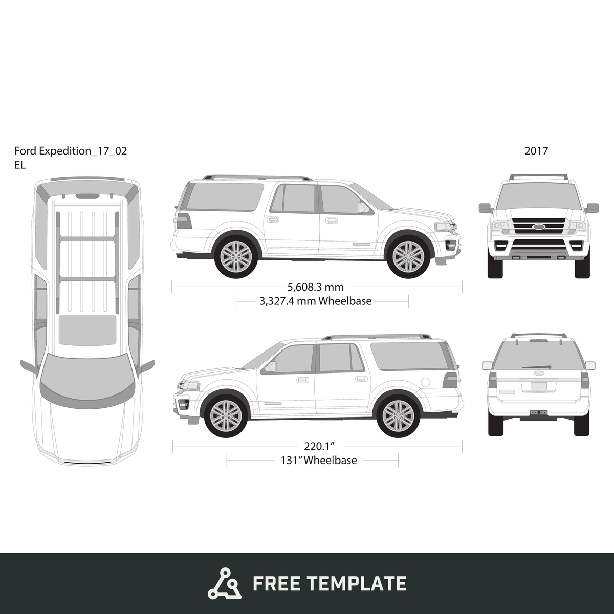2017 Ford Expedition free vector vehicle wrap template - GravBase
