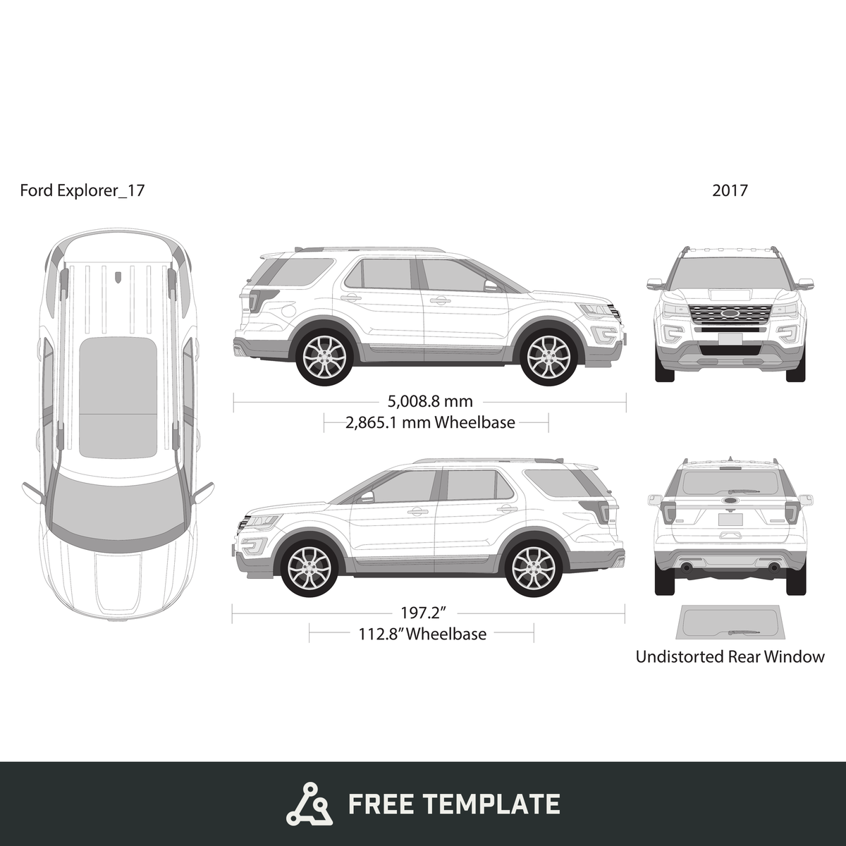 2017 Ford Explorer free vector vehicle wrap template - GravBase