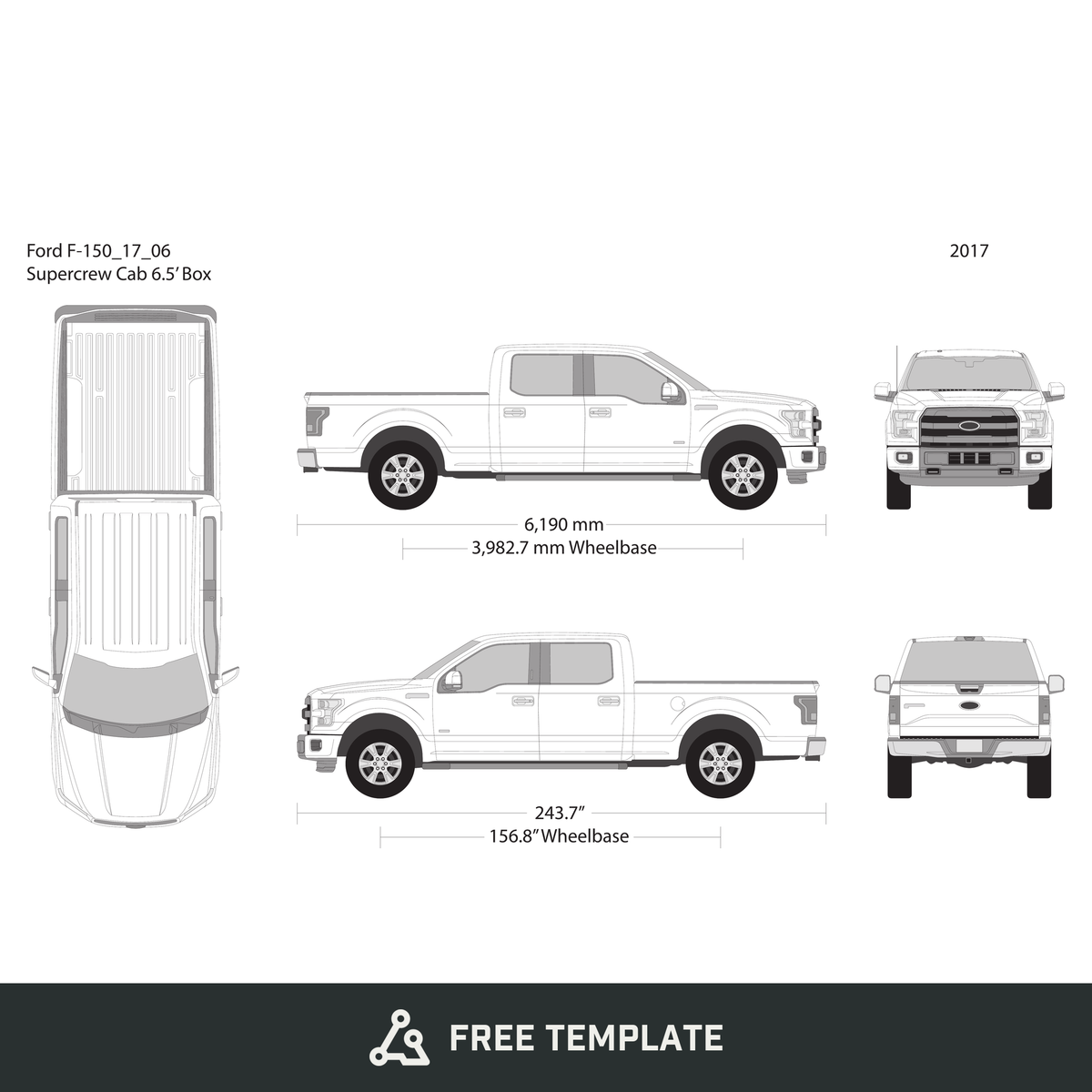 2017 Ford F-150 free vector vehicle wrap template - GravBase