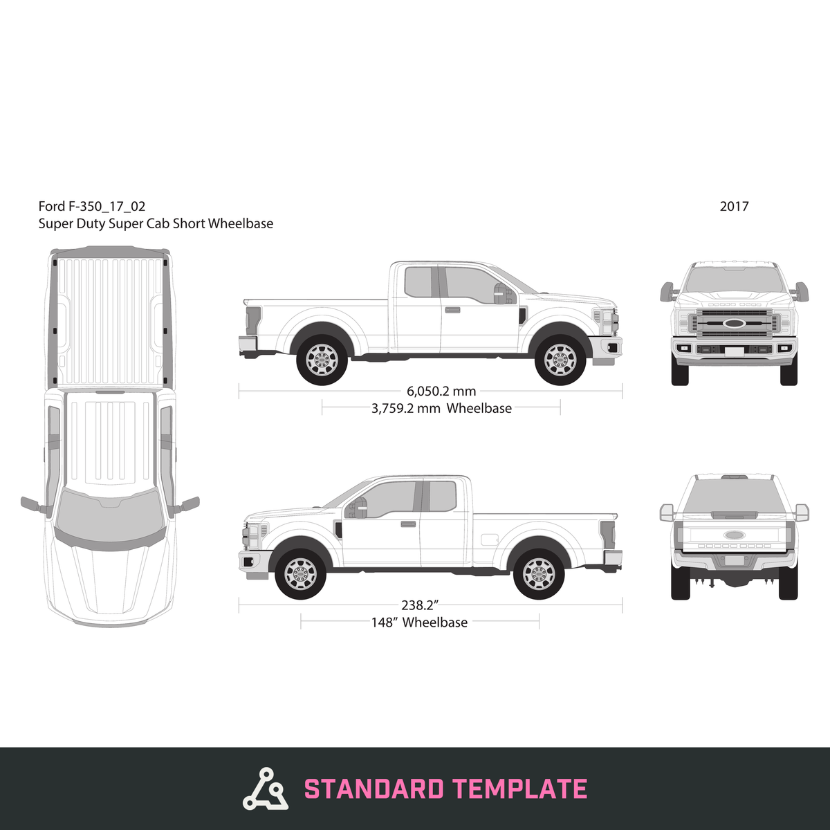 2017 Ford F-350 vector wrap template V02, Design-Ready PDF - GravBase