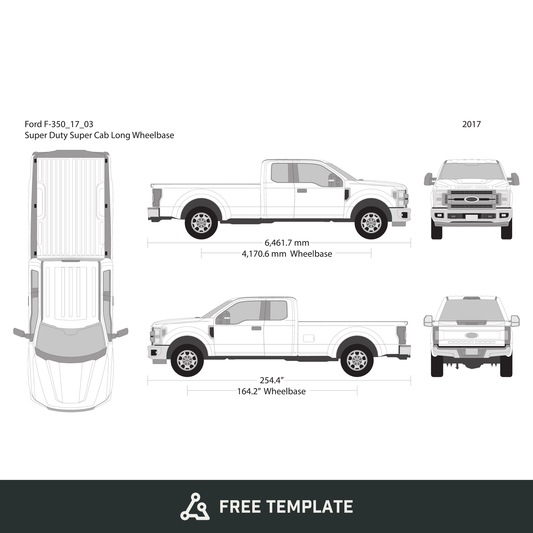 2017 Ford F-350 free vector vehicle wrap template - GravBase