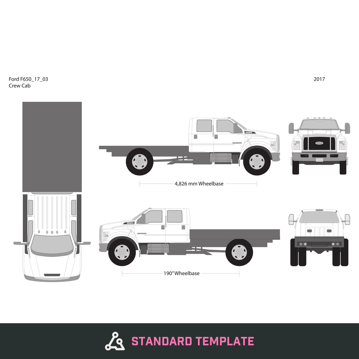 2017 Ford F-650 vector wrap template V03, Design-Ready PDF - GravBase