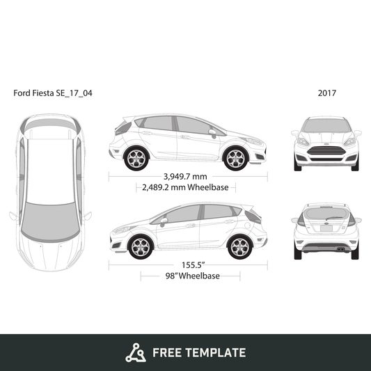 2017 Ford Fiesta free vector vehicle wrap template - GravBase