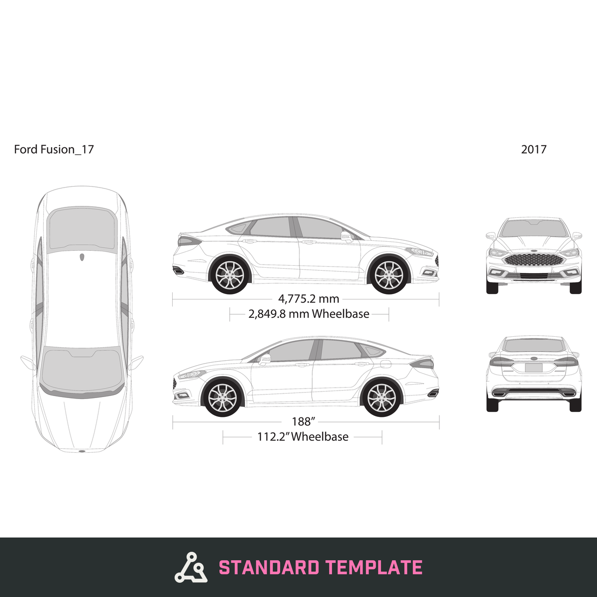 2017 Ford Fusion vector wrap template, Design-Ready PDF - GravBase