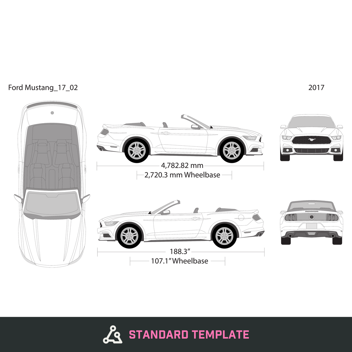 2017 Ford Mustang vector wrap template V02, Design-Ready PDF - GravBase