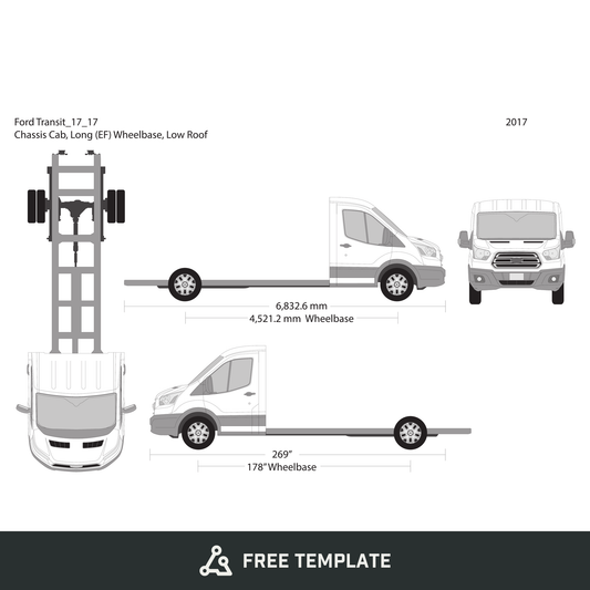 2017 Ford Transit Chassis free vector vehicle wrap template - GravBase