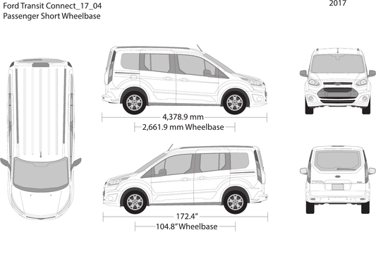 2017 Ford Transit Connect Vector Wrap Template - GravBase