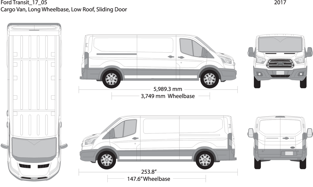 2017 Ford Transit Sliding Door V05 Vehicle Wrap Template