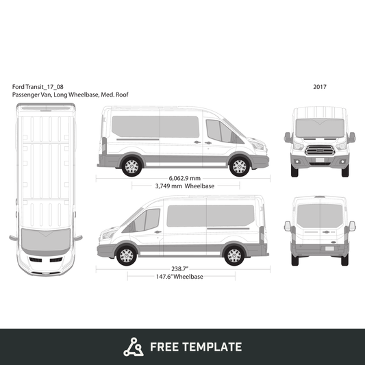 2017 Ford Transit Sliding Door free vector vehicle wrap template - GravBase