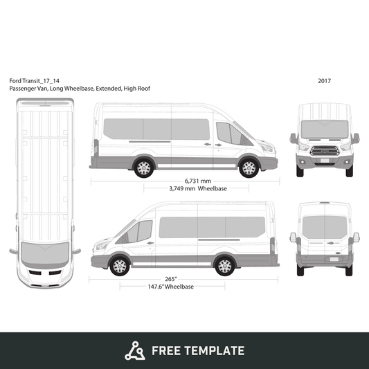 2017 Ford Transit Sliding Door free vector vehicle wrap template - GravBase