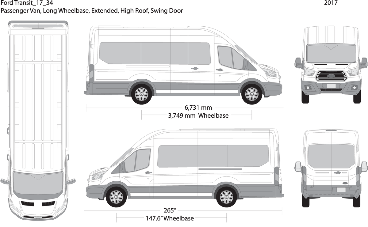2017 Ford Transit Swing Door 34 V34 Vehicle Wrap Template